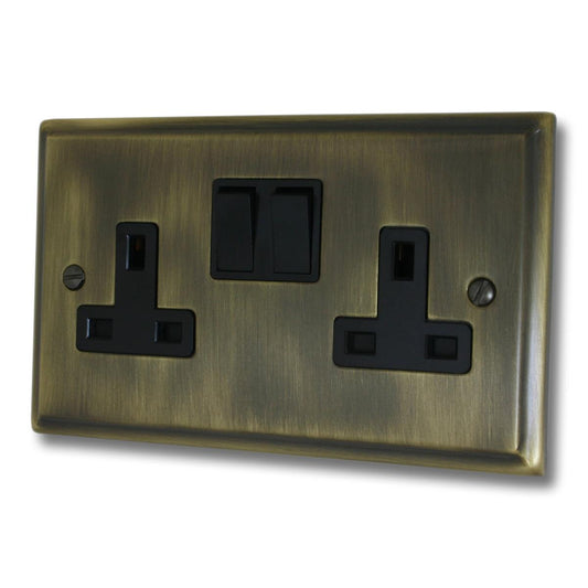 Deco  Antique Brass  2 Gang Socket