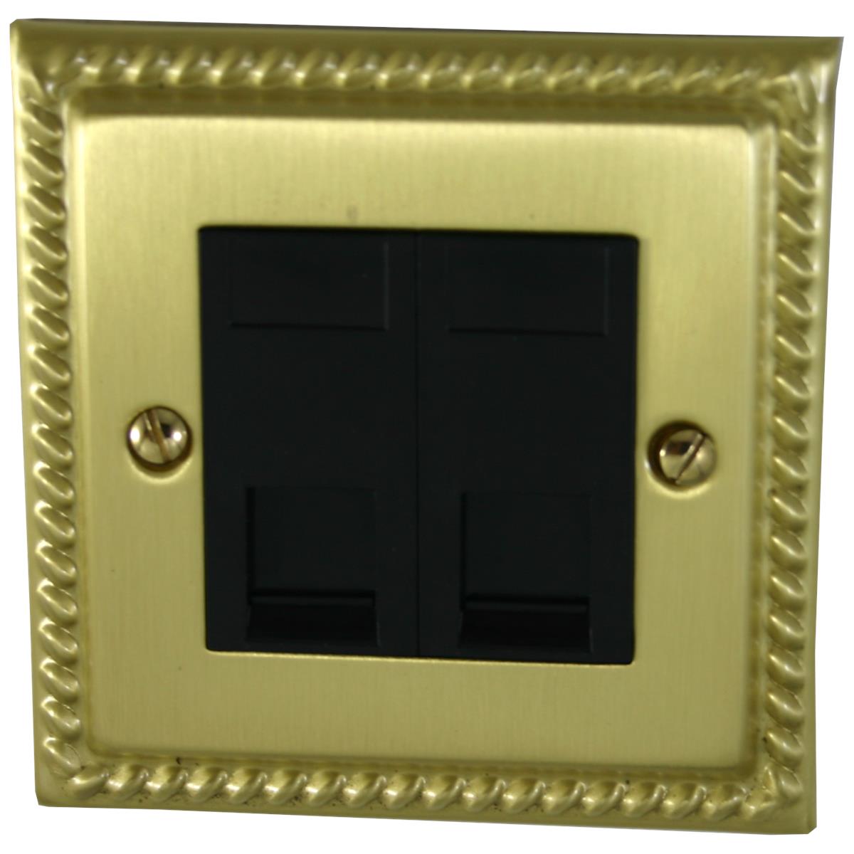 Monarch Satin Brass 2 Gang Rj45 Socket