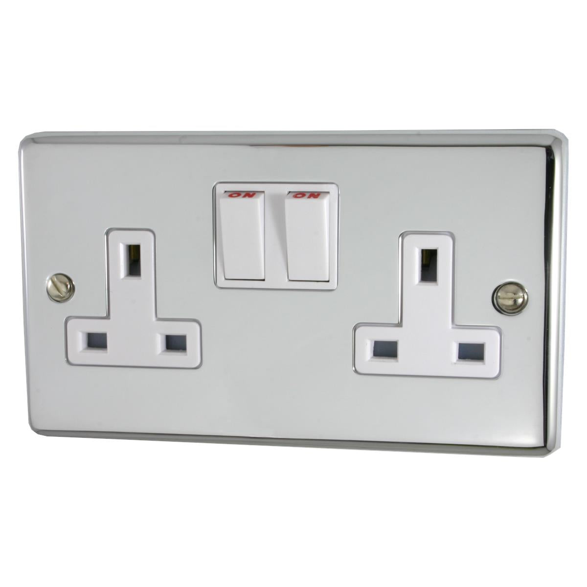 Contour Polished Chrome 2 Gang Switched Socket