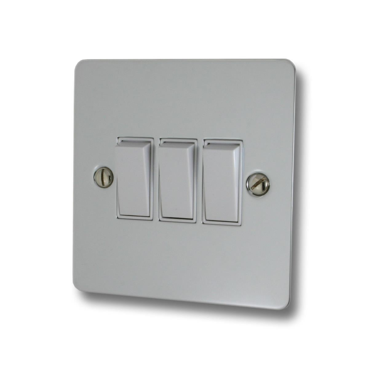 Flat Polished Chrome 3 Gang 2 Way Switch