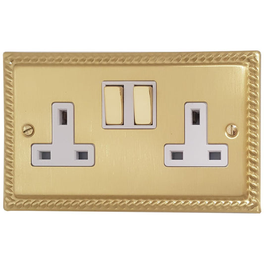 Monarch  Satin Brass  2 Gang Socket