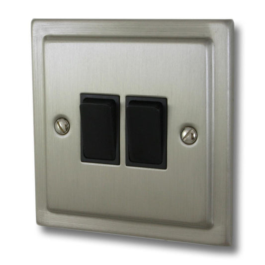 Trimline Satin Nickel 2 Gang 2 Way Switch