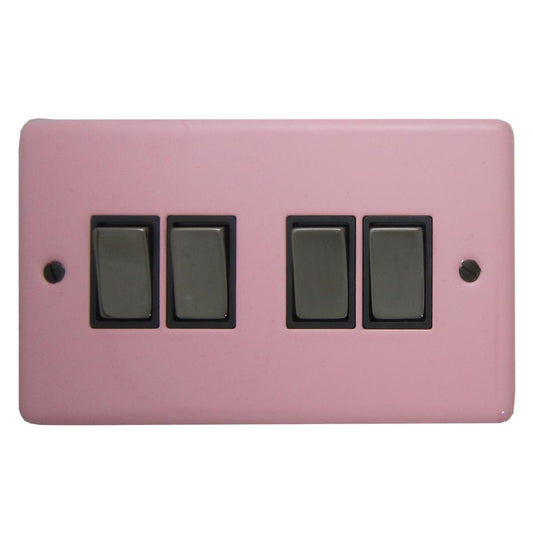 Contour Gloss Pink 4 Gang Switch (Black Nickel Switch)