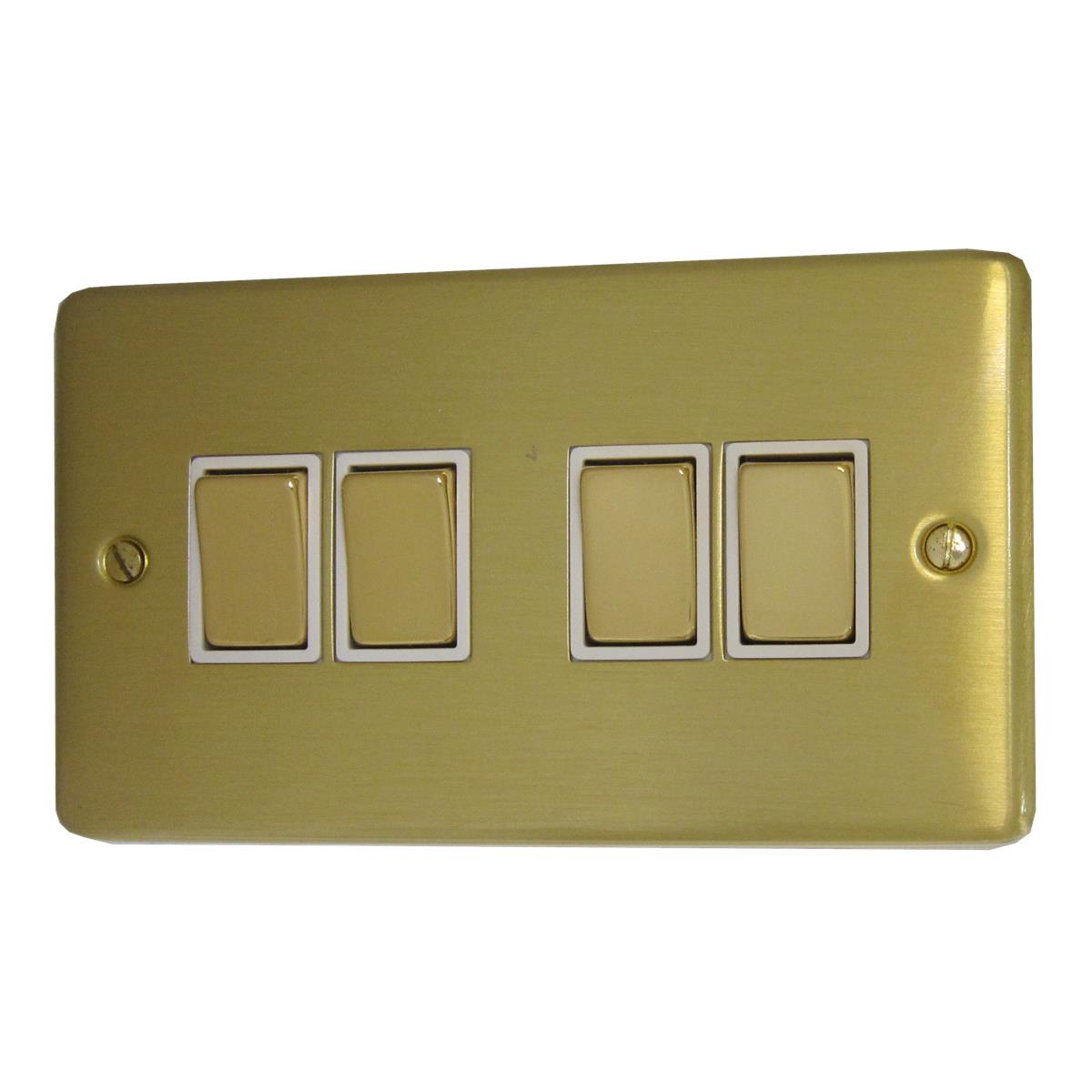 Contour Satin Brass 4 Gang 2 Way Switch