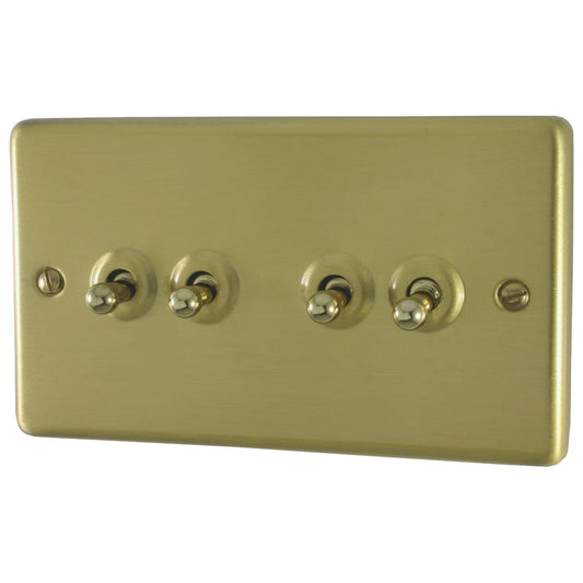 Contour Satin Brass 4 Gang Toggle Switch