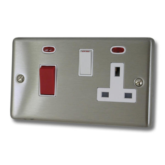 Contour Brushed Steel 45 Amp Switch & Socket