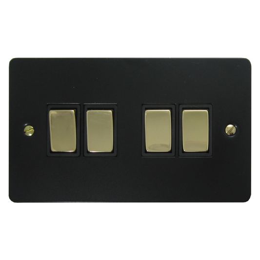 Flat Black 4 Gang Switch (Brass Switches)