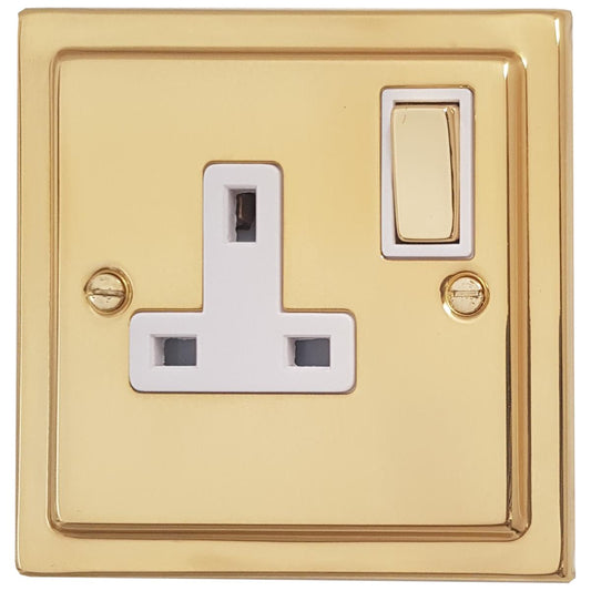 Trimline Polished Brass 1 Gang Swicthed Socket