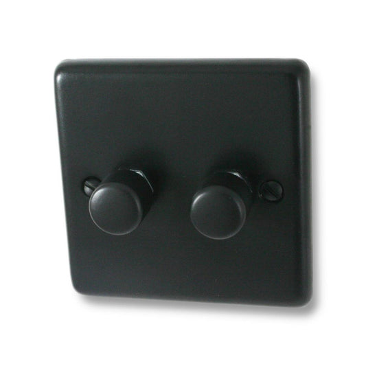 Contour Flat Black 2 Gang Dimmer LED