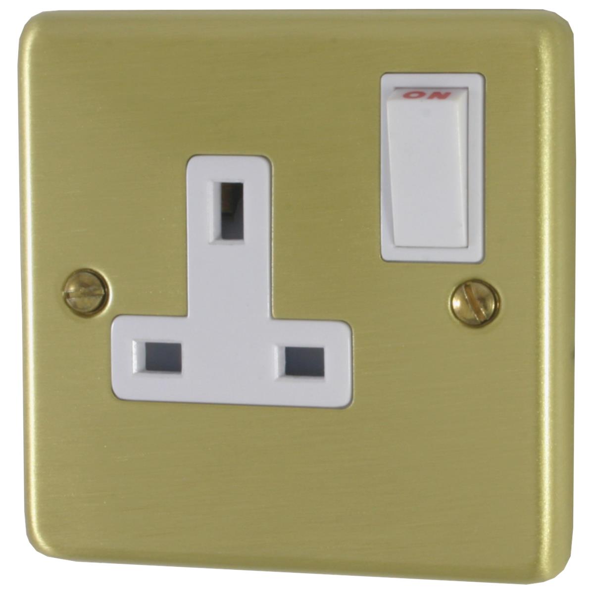 Contour Satin Brass 1 Gang Switched Socket