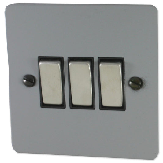 Flat Light Grey 3 Gang 2 Way Switch