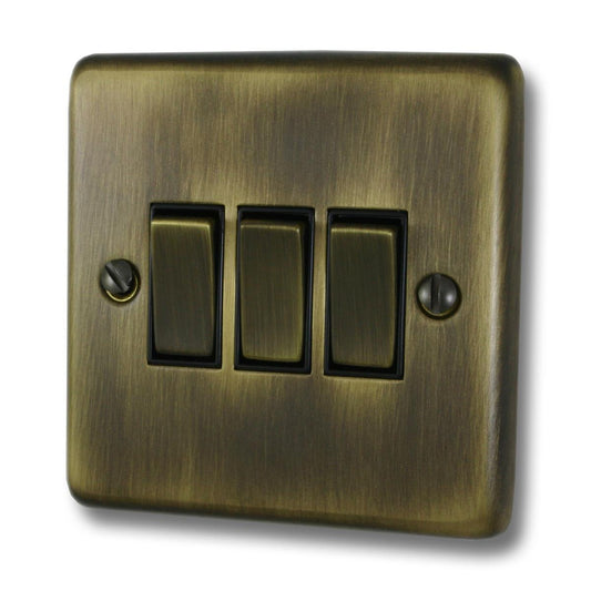 Contour Antique Brass 3 Gang Switch (Brass Switches)