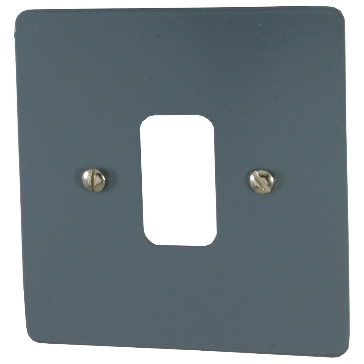 Flat Dark Grey 1 Gang Grid Plate