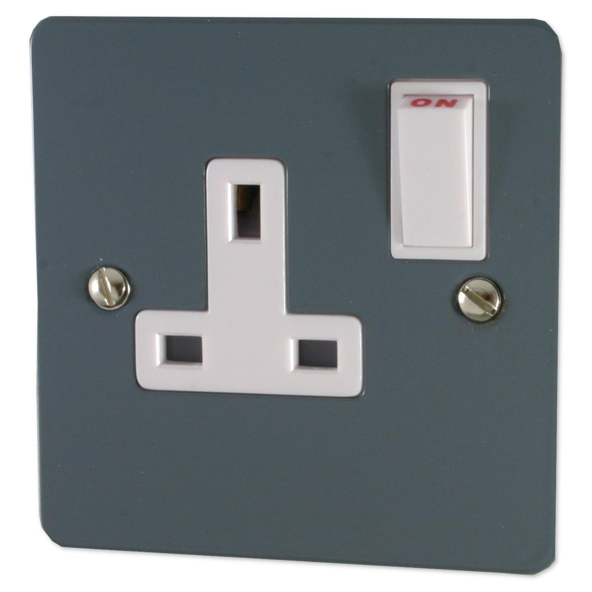 Flat Dark Grey 1 Gang Switched Socket