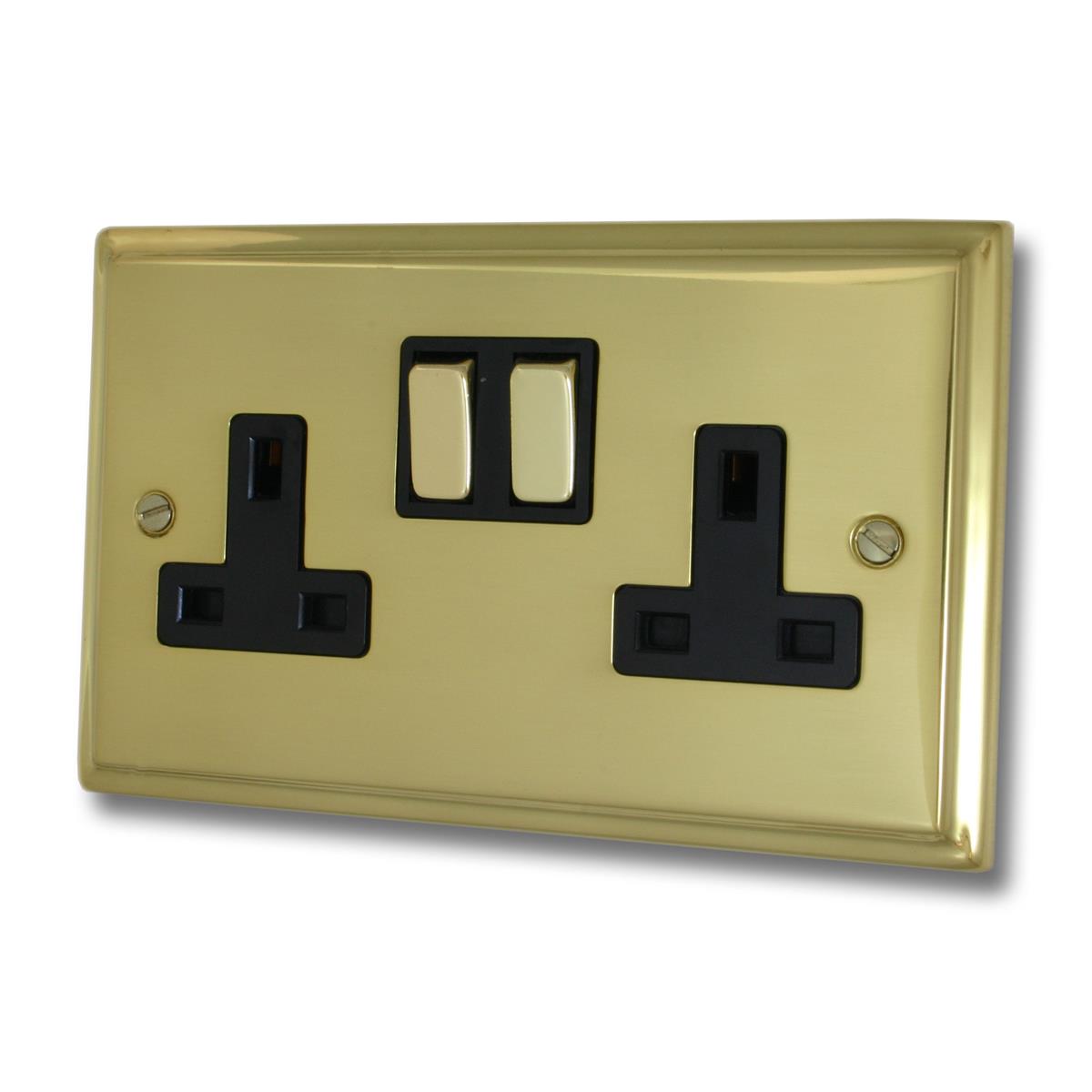 Deco  Polished Brass  2 Gang Socket