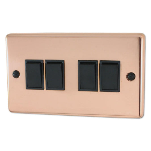 Contour Bright Copper 4 Gang Switch
