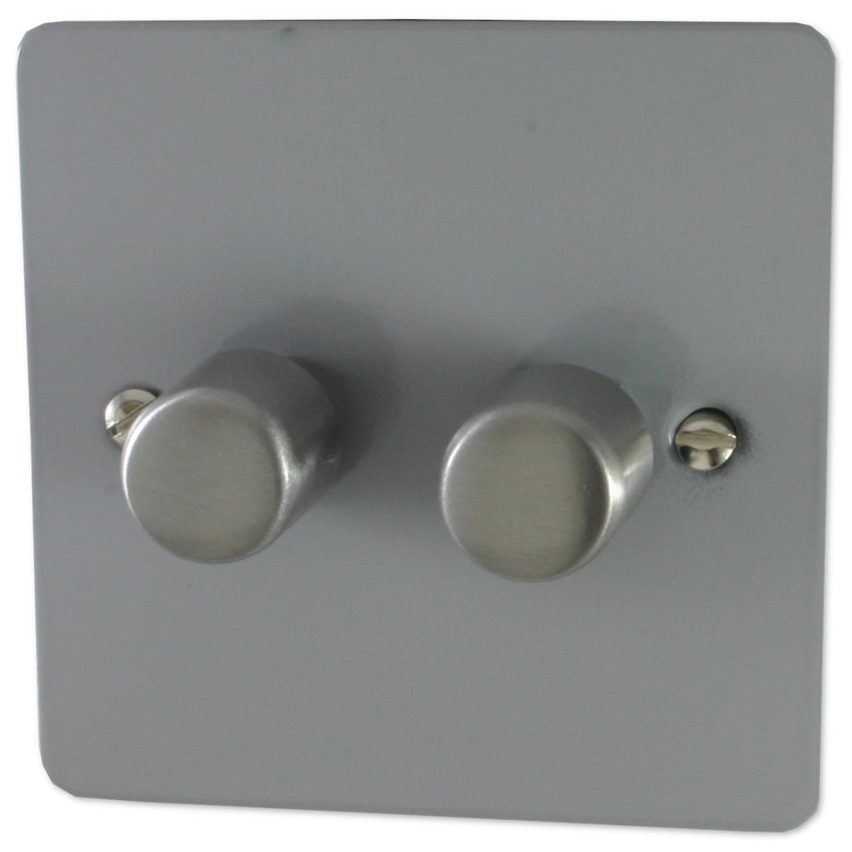 Flat Light Grey 2 Gang LED Dimmer