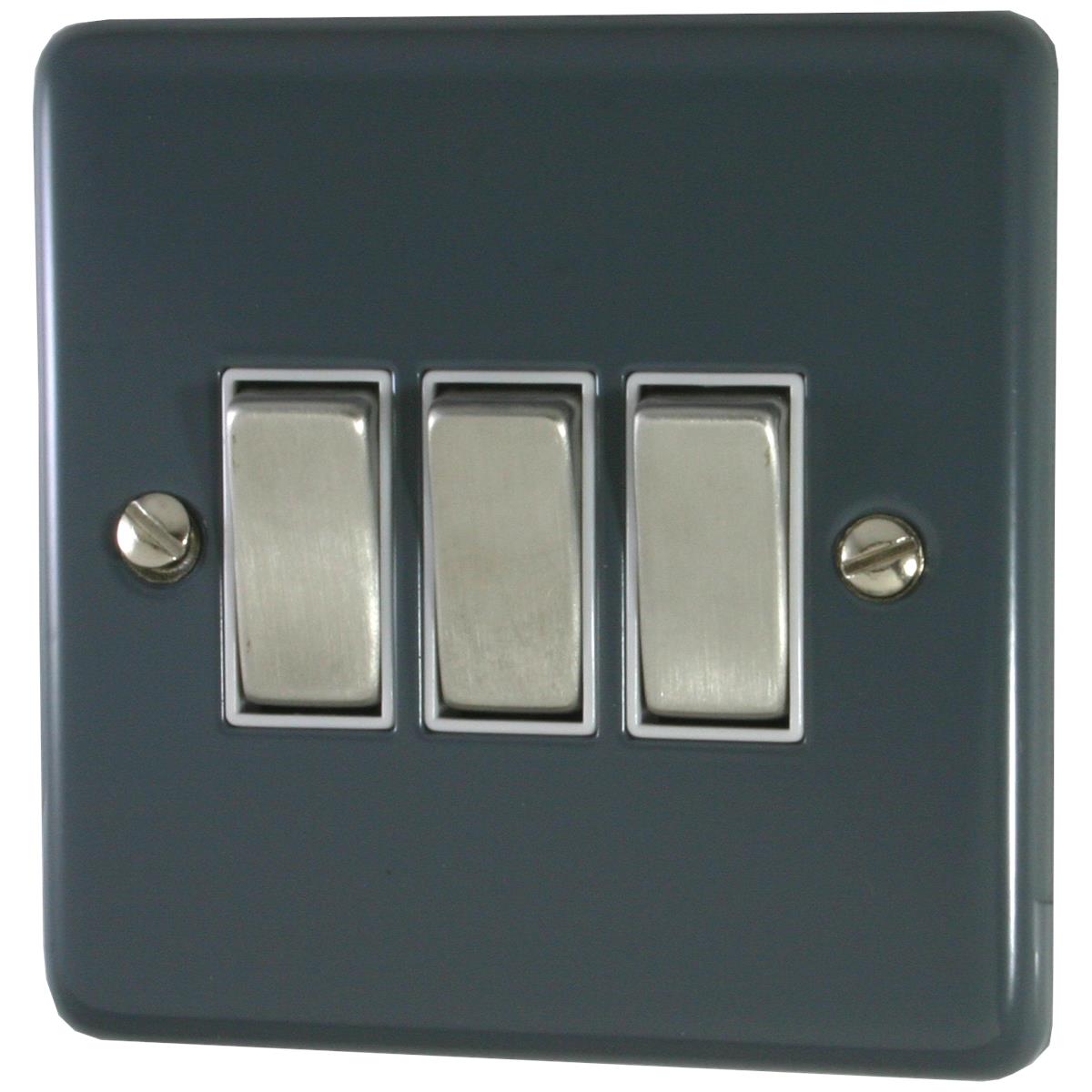 Contour Dark Grey 3 Gang 2 Way Switch