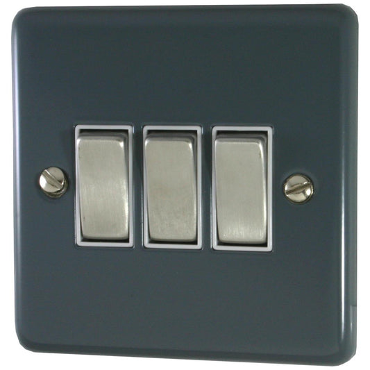 Contour Dark Grey 3 Gang 2 Way Switch