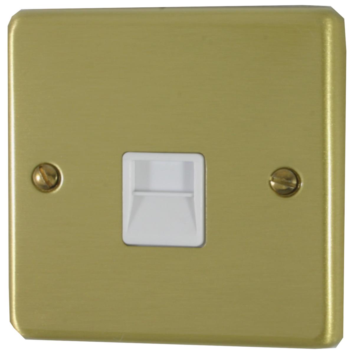 Contour Satin Brass Telephone Secondary Socket (White Insert)