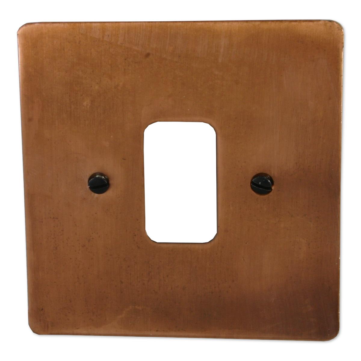 Flat Tarnished Copper 1 Gang Grid Plate