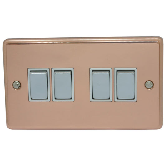 Contour Bright Copper 4 Gang 2 Way Switch