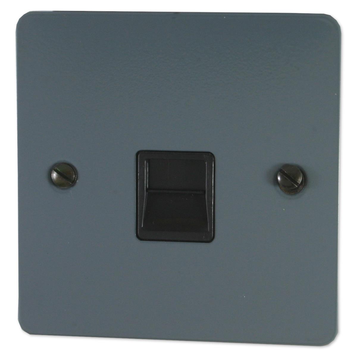 Flat Dark Grey Telephone Primary Socket (Black Insert)