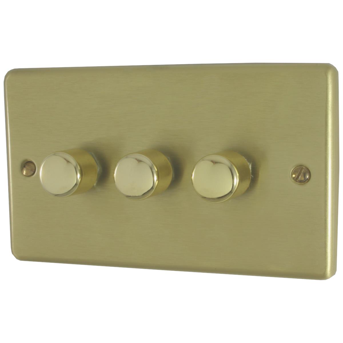 Contour Satin Brass 3 Gang 2 Way 400W