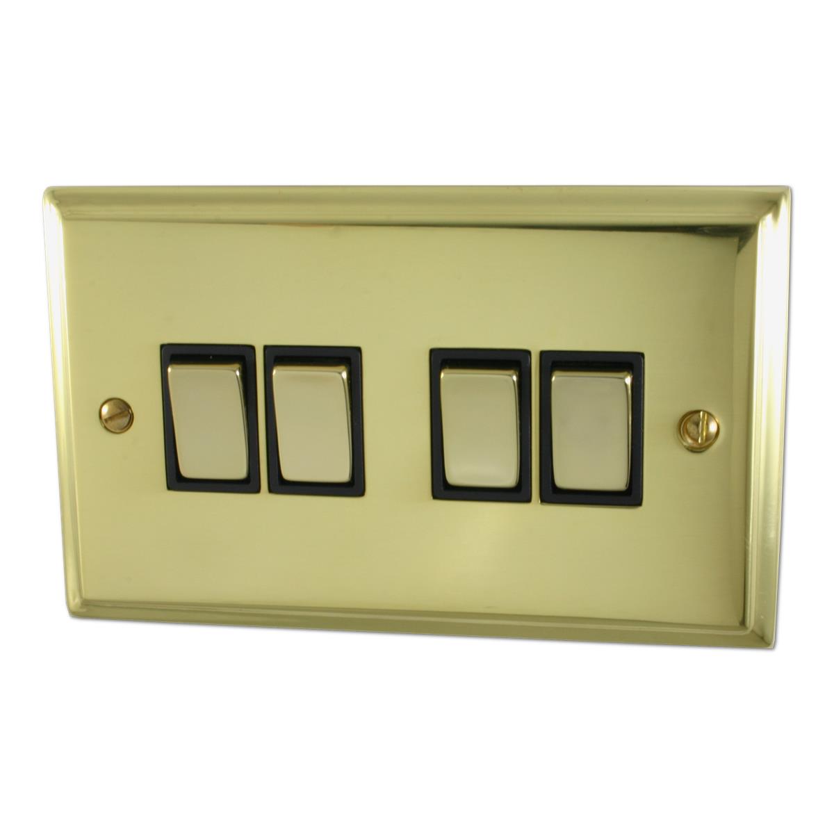 Deco Polished Brass 4 Gang 2 Way Switch