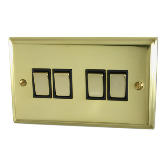 Deco Polished Brass 4 Gang 2 Way Switch