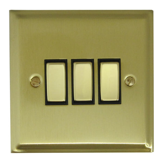 Deco Satin Brass 3 Gang Switch