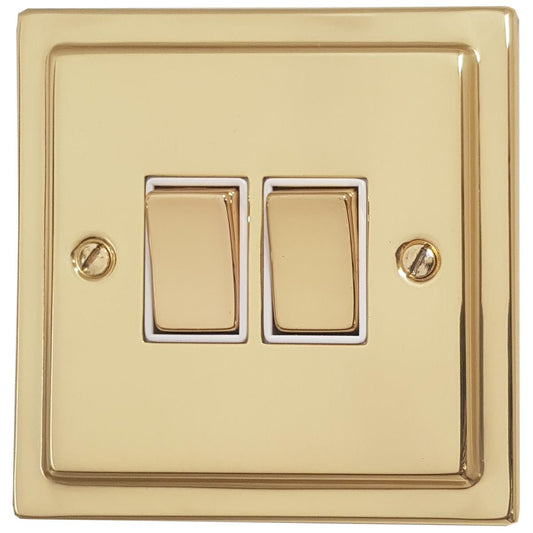 Trimline Polished Brass 2 Gang 2 Way Switch