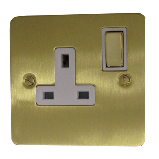 Flat Satin Brass 1 Gang Socket