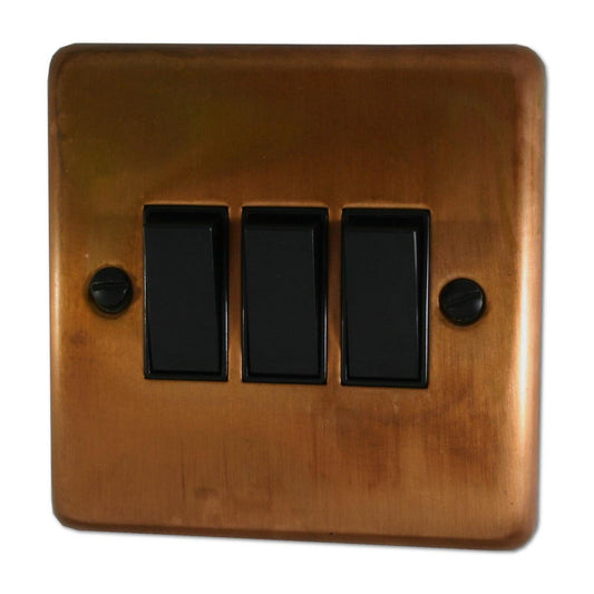 Contour Tarnished Copper 3 Gang 2 Way Switch
