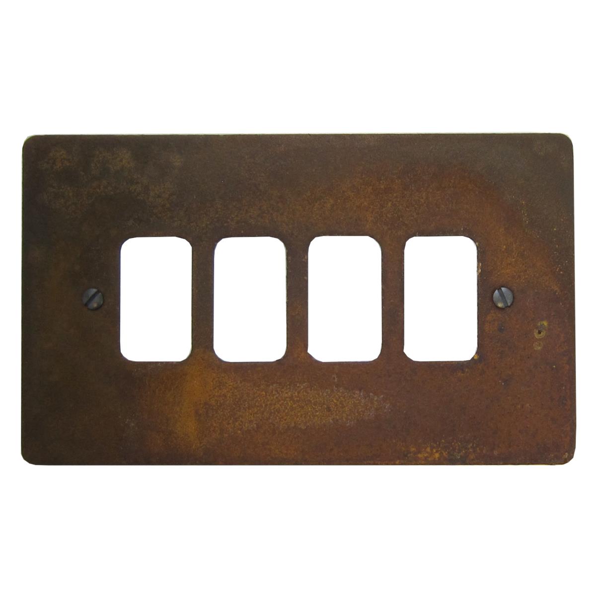 Flat Rust 4 Gang Grid Plate