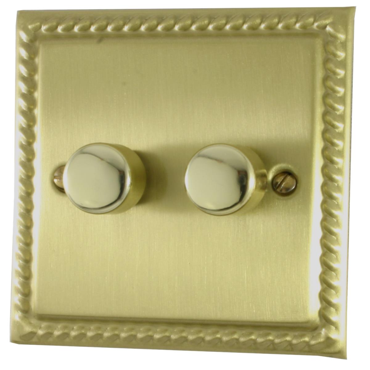 Monarch Satin Brass 2 Gang Dimmer