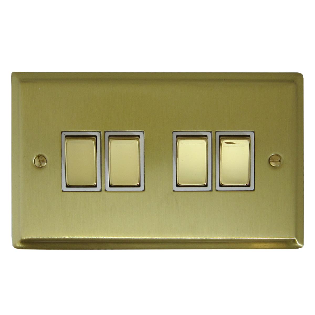 Deco Satin Brass 4 Gang Switch