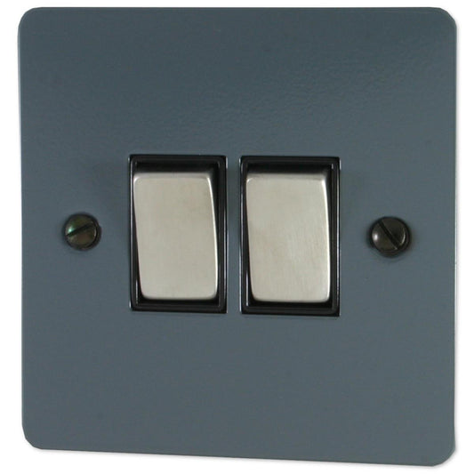 Flat Dark Grey 2 Gang Switch