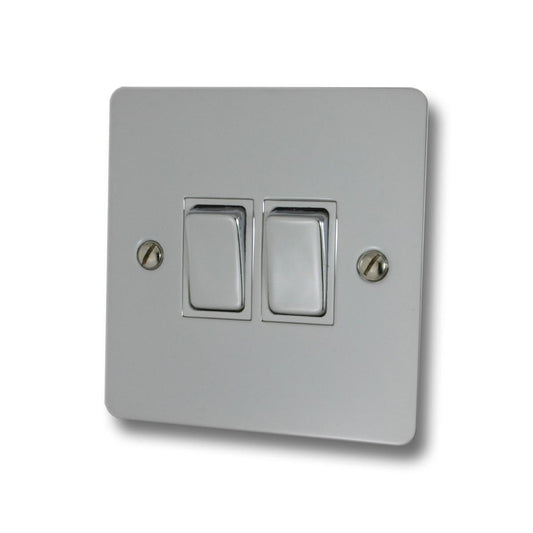 Flat Polished Chrome 2 Gang 2 Way Switch