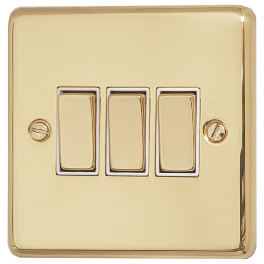 Contour Polished Brass 3 Gang 2 Way Switch