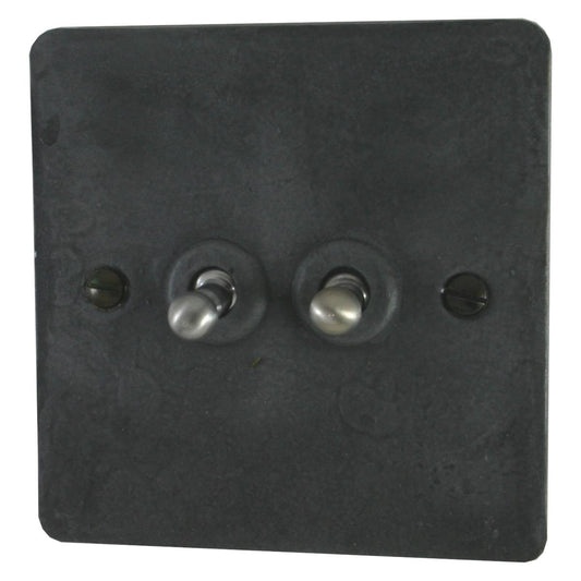 Flat Rustic Pewter 2 Gang 2 Way Toggle