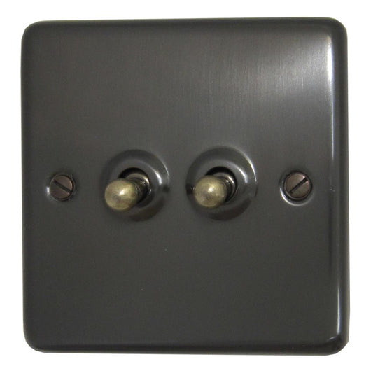 Contour Black Bronze 2 Gang 2 Way Toggle