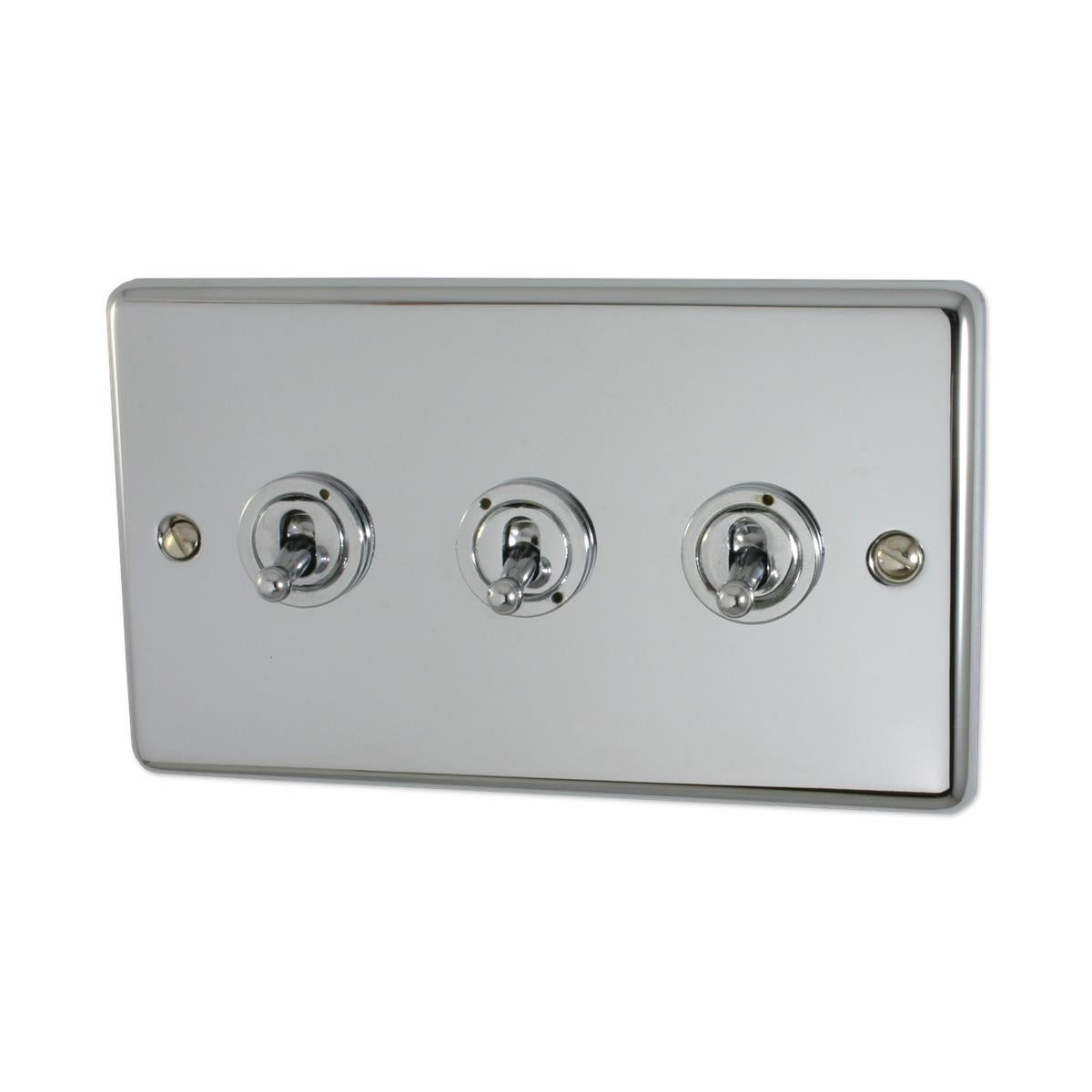 Contour Polished Chrome 3 Gang Grid Toggle Plate