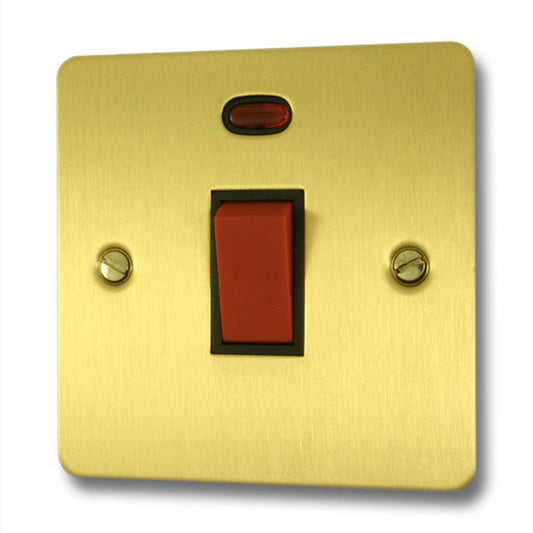 Flat Satin Brass 45 Amp Dp Switch & Neon