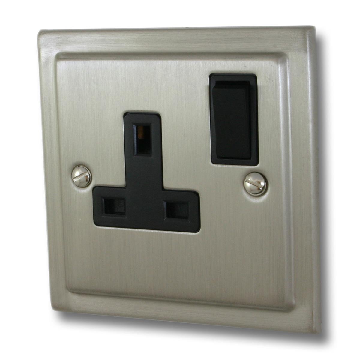 Trimline Satin Nickel 1 Gang Switched Socket