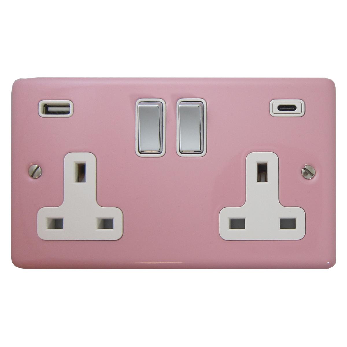 Contour Pink Contour 2 Gang Socket USBC