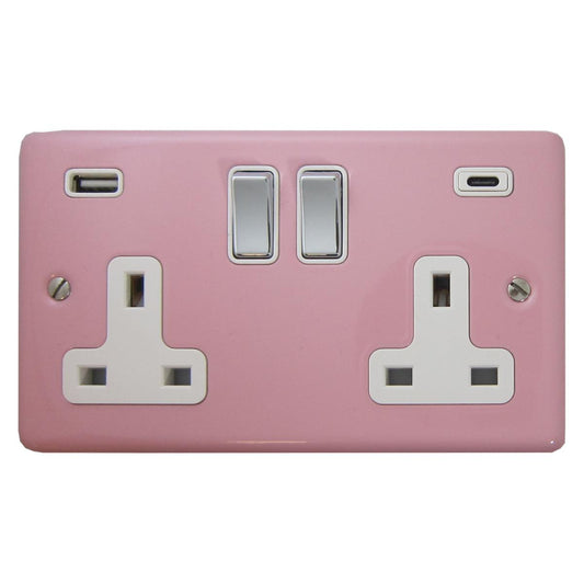 Contour Pink Contour 2 Gang Socket USBC