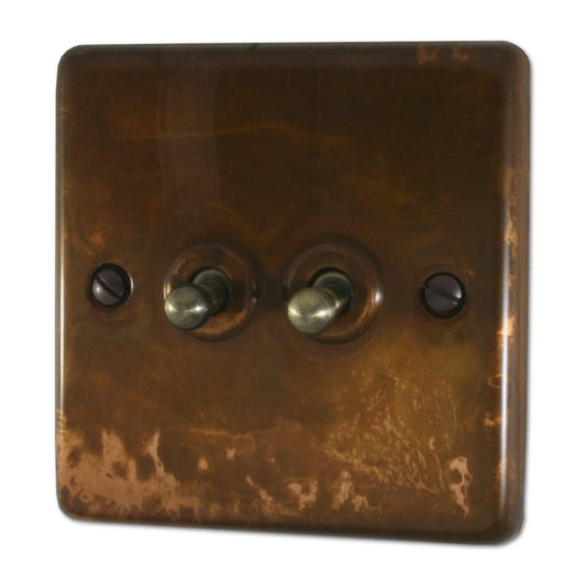 Contour Tarnished Copper 2 Gang Toggle