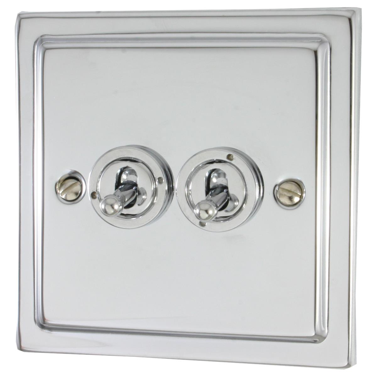 Trimline Polished Chrome 2 Gang Grid Toggle Plate