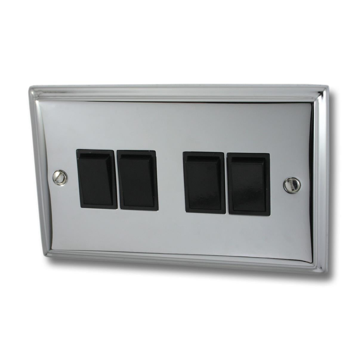 Deco Polished Chrome 4 Gang 2 Way Switch